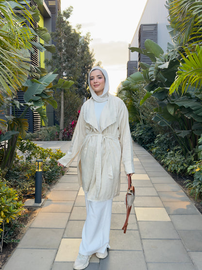 Linen Cardigan in Beige