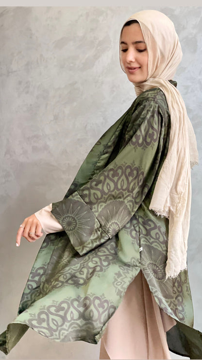 Olive Satin Kimono