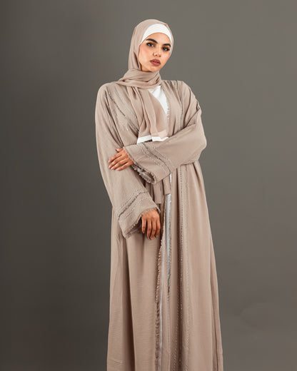 Abaya with stones in Beige