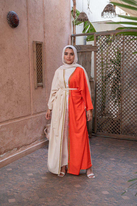 Cream and Orange Kaftan