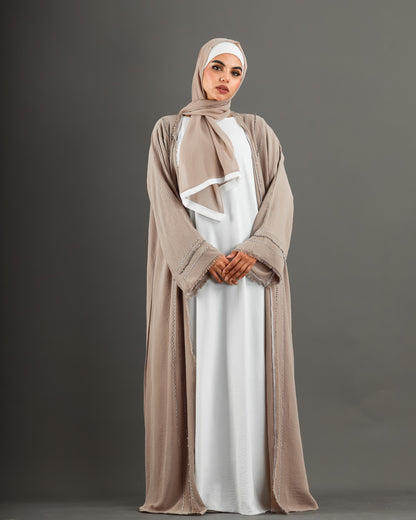 Abaya with stones in Beige