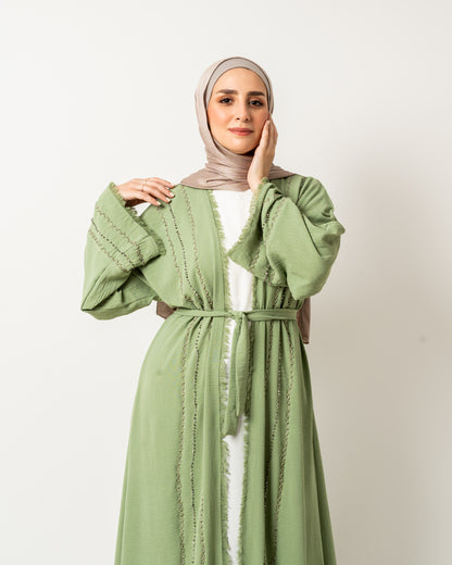 Abaya with stones in Mint