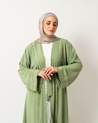 Abaya with stones in Mint