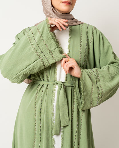 Abaya with stones in Mint