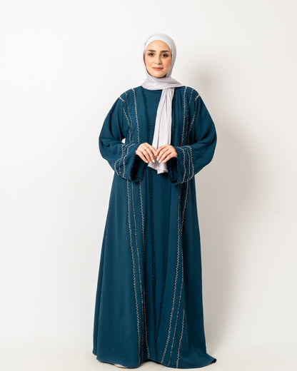 Abaya with stones in Teal