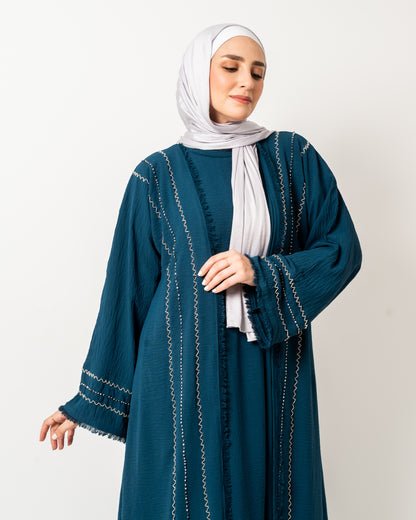 Abaya with stones in Teal