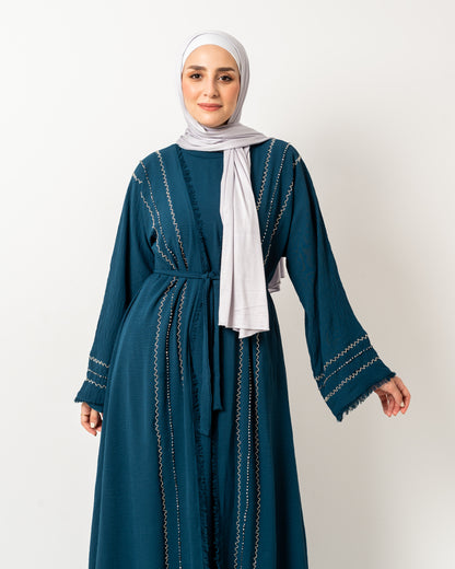 Abaya with stones in Teal