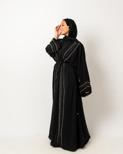 Abaya with Stones in Black