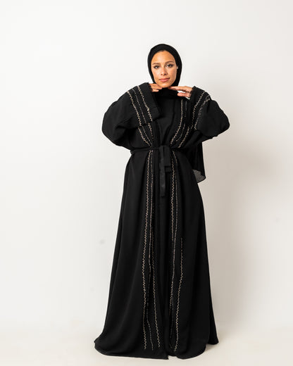 Abaya with Stones in Black