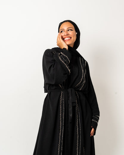 Abaya with Stones in Black