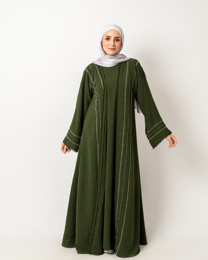 Abaya with stones in Olive