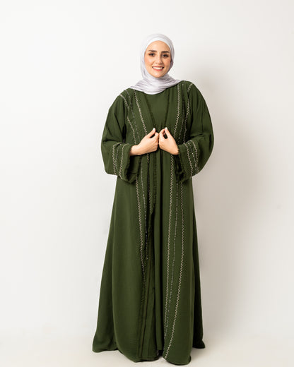 Abaya with stones in Olive