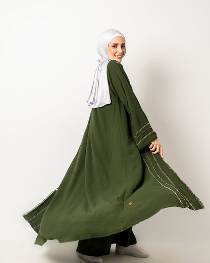 Abaya with stones in Olive