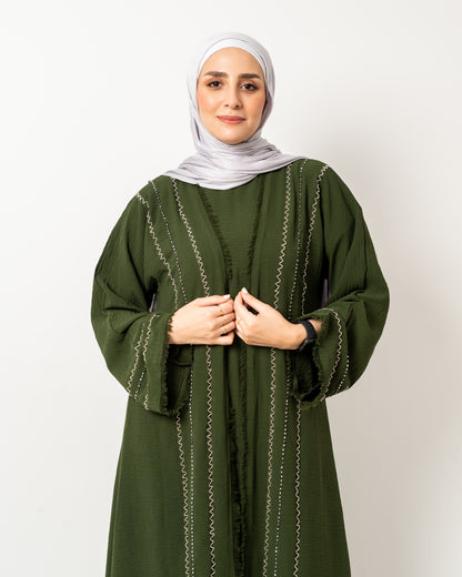 Abaya with stones in Olive