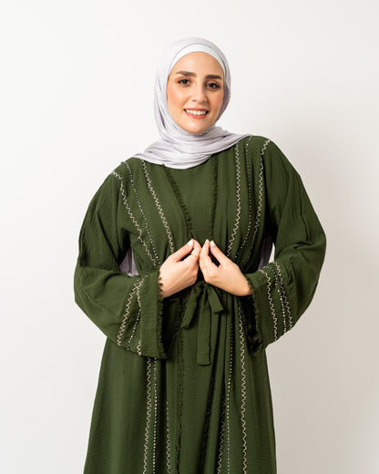 Abaya with stones in Olive