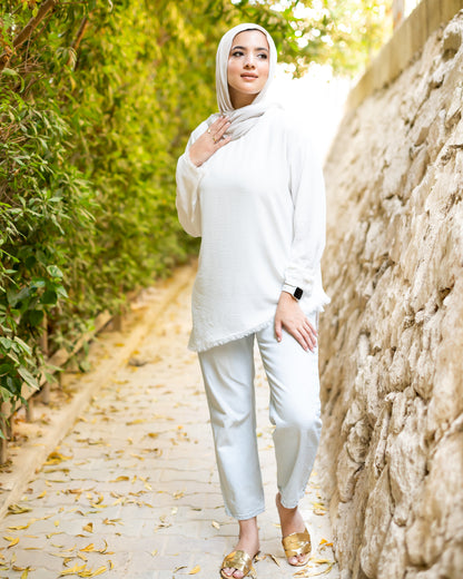 Asymmetrical Tunic in white