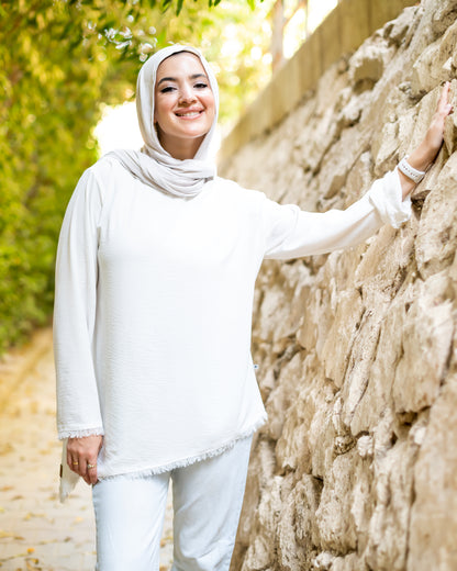 Asymmetrical Tunic in white