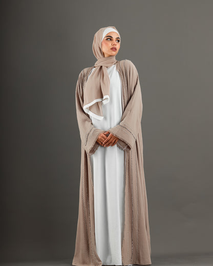 Abaya with stones in Beige