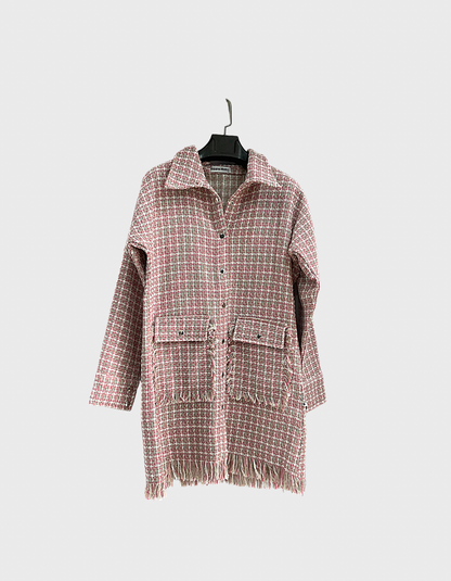 Self Textured Tweed Coat