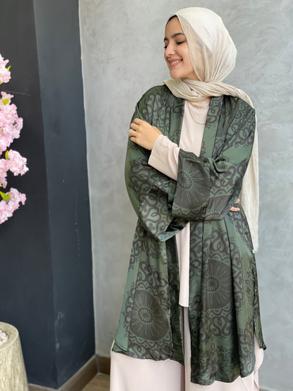 Olive Satin Kimono